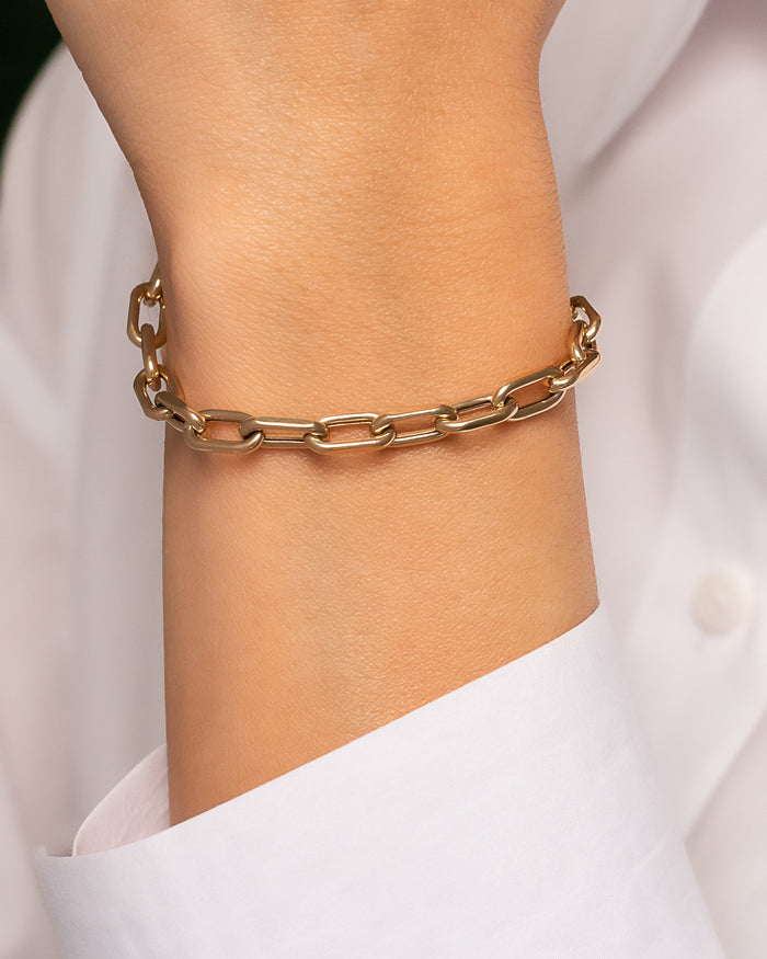 Pulsera de cadena de eslabón abierto extra grande en oro de 14K, foto 3