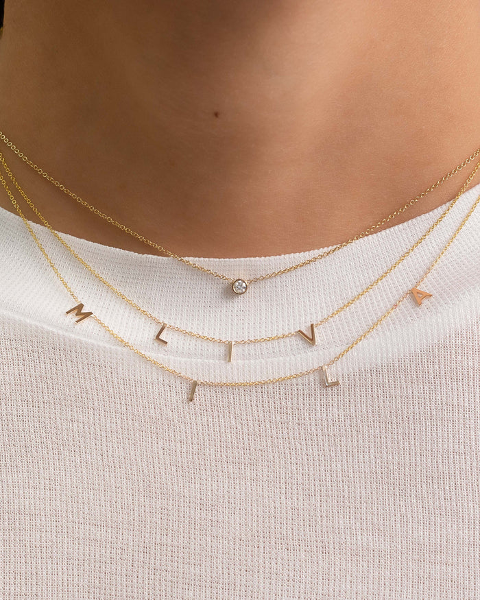 Collar con pequeño diamante en bisel en oro de 14K, foto 4