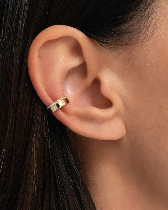 14K Gold Thick Diamond Ear Cuff, photo 6