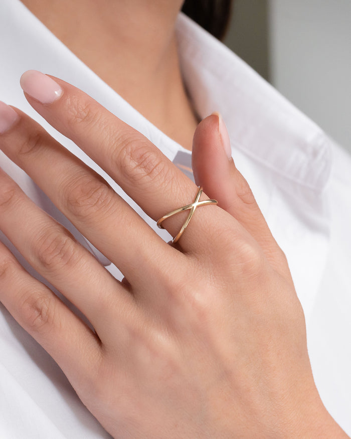 14K Gold X Ring, photo 3