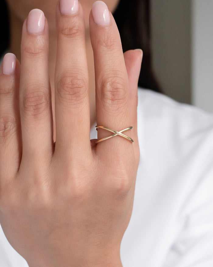 14K Gold X Ring, photo 4