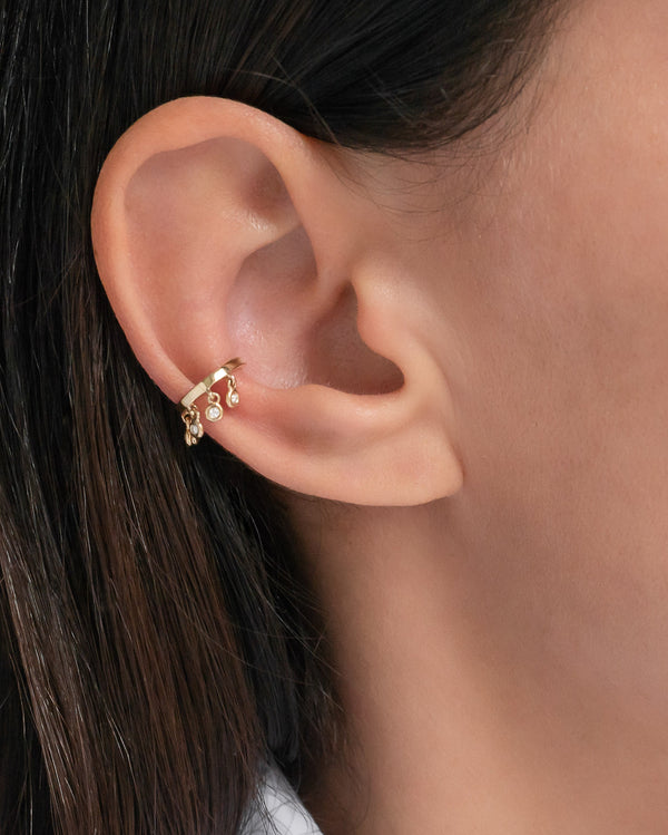 Ear cuff con flecos de diamantes en oro de 14K, foto 2