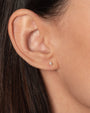 Aretes de botón de diamante de tres garras en oro de 14K, foto 2