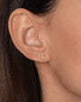 Aretes de botón de barra con diamantes en oro de 14K, foto 2