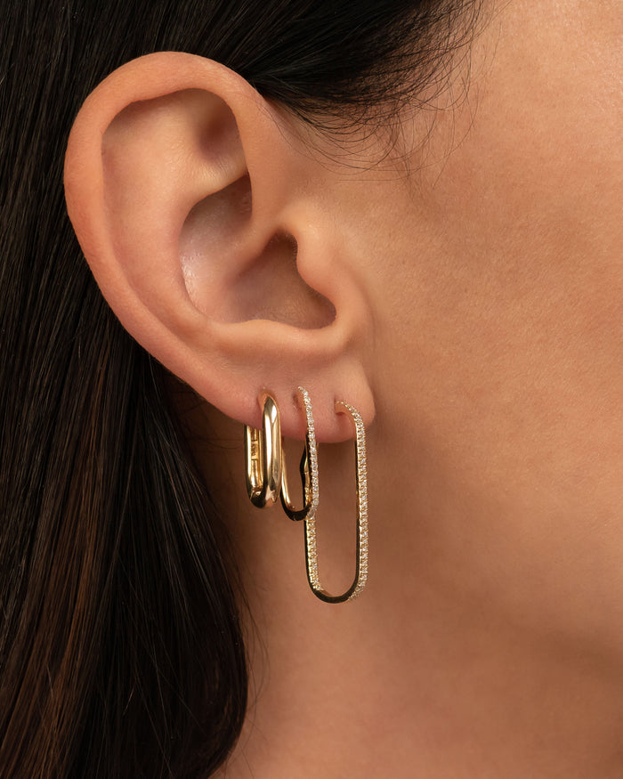 Aretes de aro ovalados gruesos en oro de 14K, foto 5