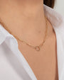 Collar de cadena Paper Clip grande con enhancer de diamantes en oro de 14K, foto 4