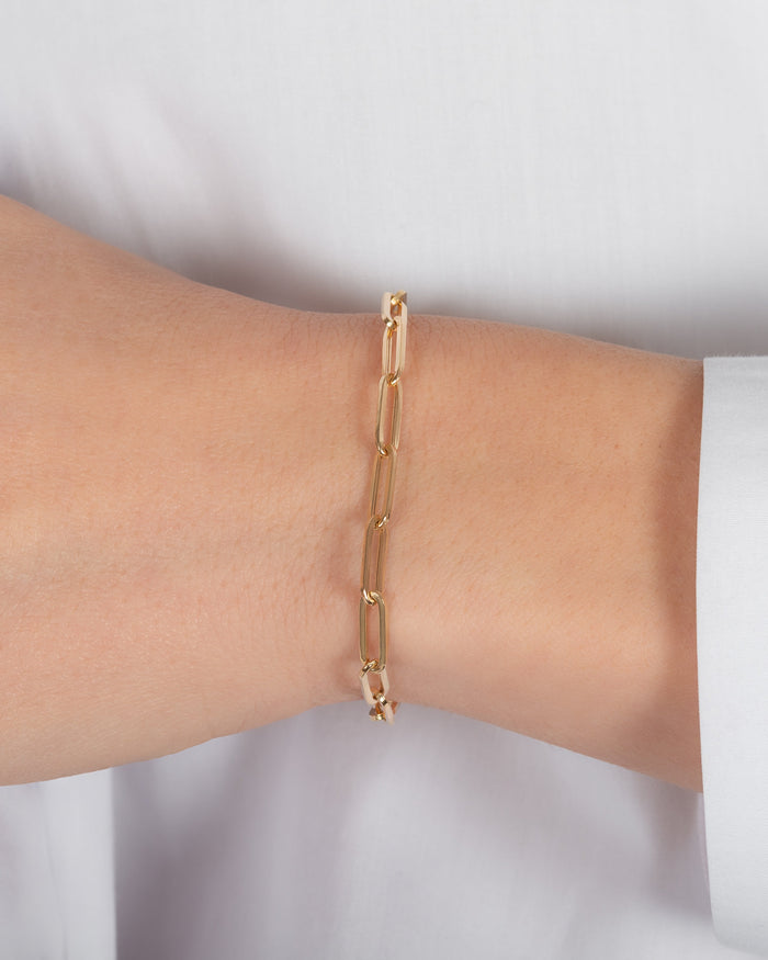 Pulsera de cadena Paper Clip grande en oro de 14K, foto 2