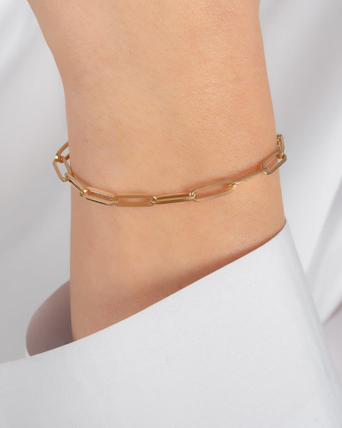 14K Gold Extra Large Paper Clip Chain Bracelet, photo 2