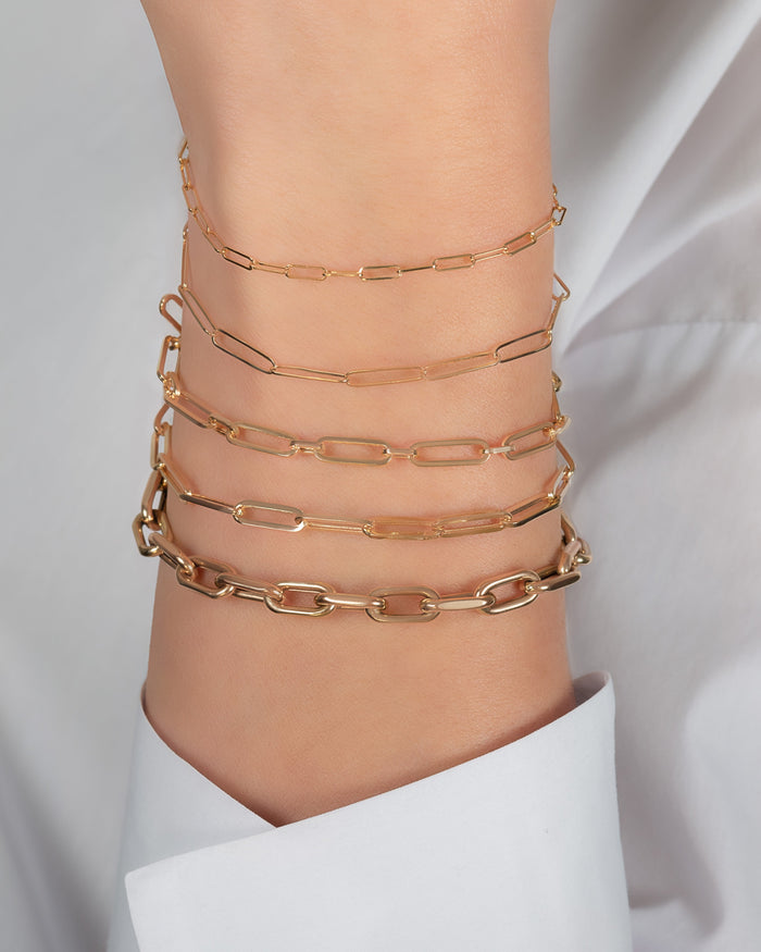 14K Gold Extra Large Paper Clip Chain Bracelet, photo 3