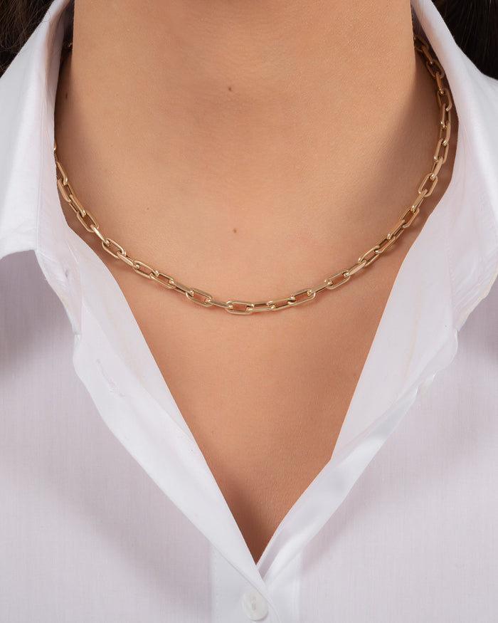 14K Gold Large Open Link Chain Necklace, photo 3
