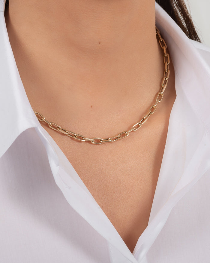 14K Gold Large Open Link Chain Necklace, photo 7