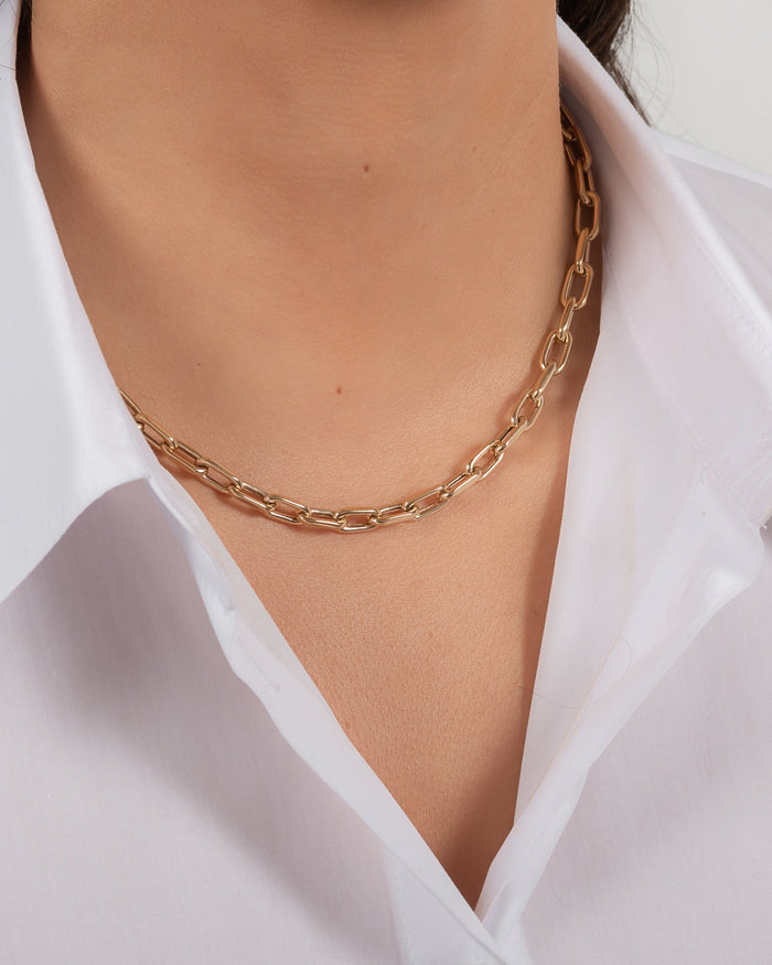 14K Gold Extra Large Open Link Chain Necklace, photo 4