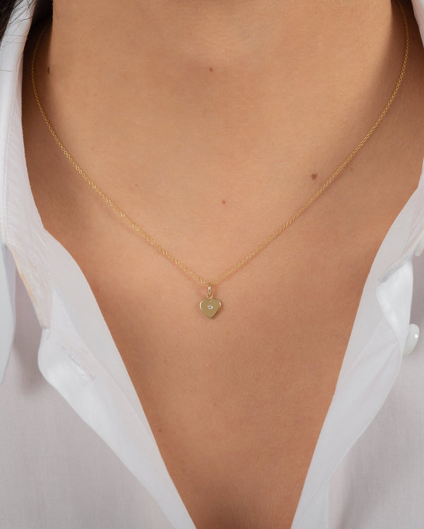 Dije de corazón con pequeño diamante en oro de 14K, foto 2
