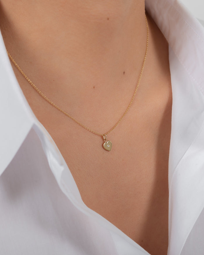 14K Gold Heart with Tiny Diamond Pendant, photo 3