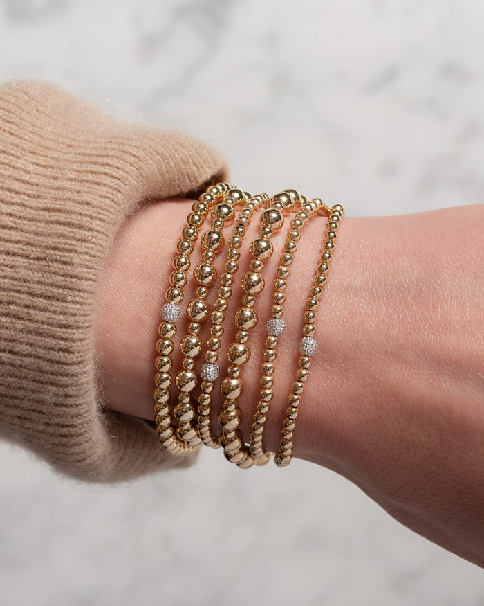 14K Gold 3mm and 5mm Bead Bracelet, photo 5