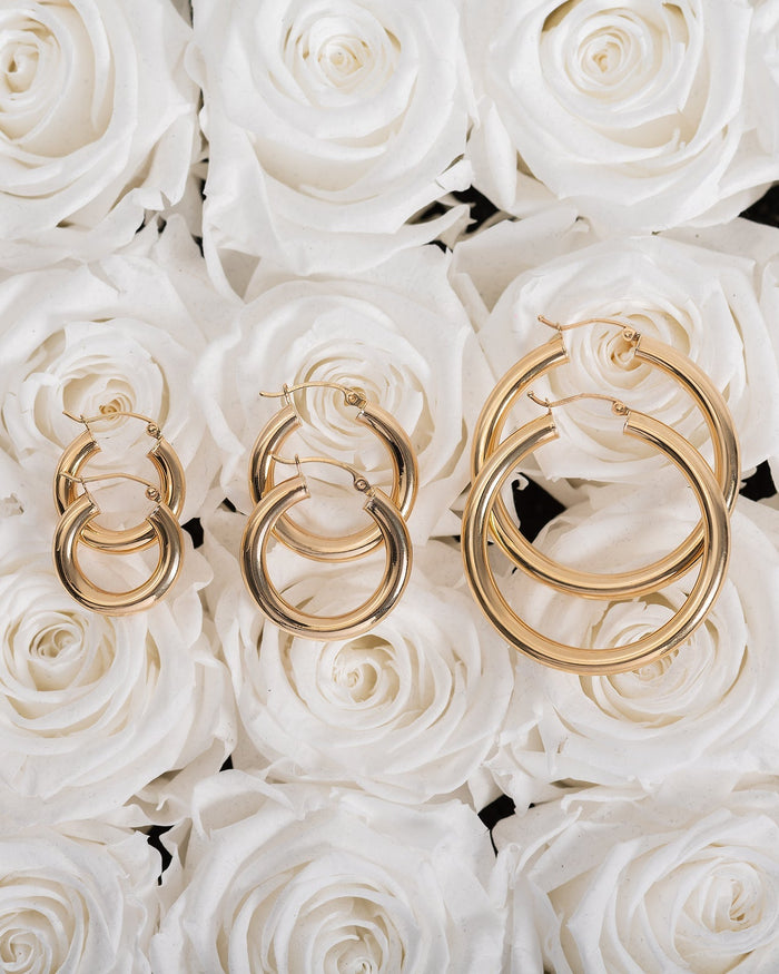 14K Gold Large Thick Hoop Earrings, photo 7