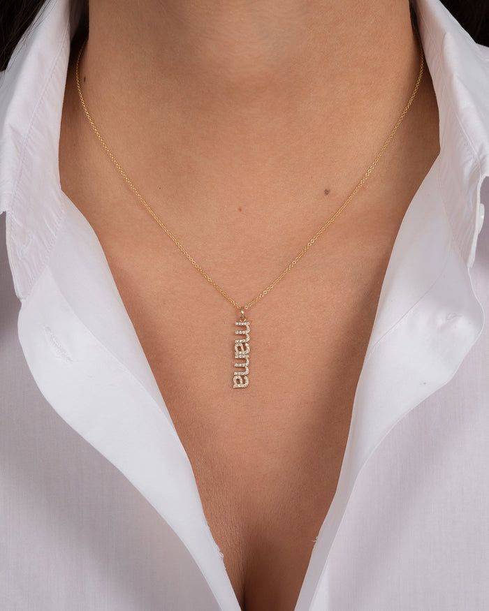 14K Gold Pave Diamond Mama Pendant, photo 2