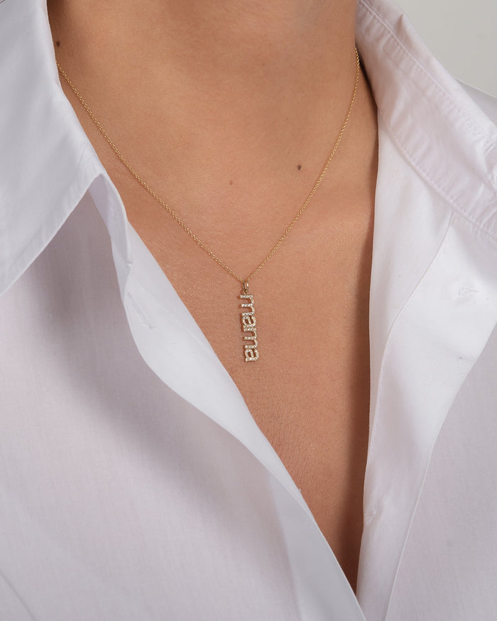 14K Gold Pave Diamond Mama Pendant, photo 3