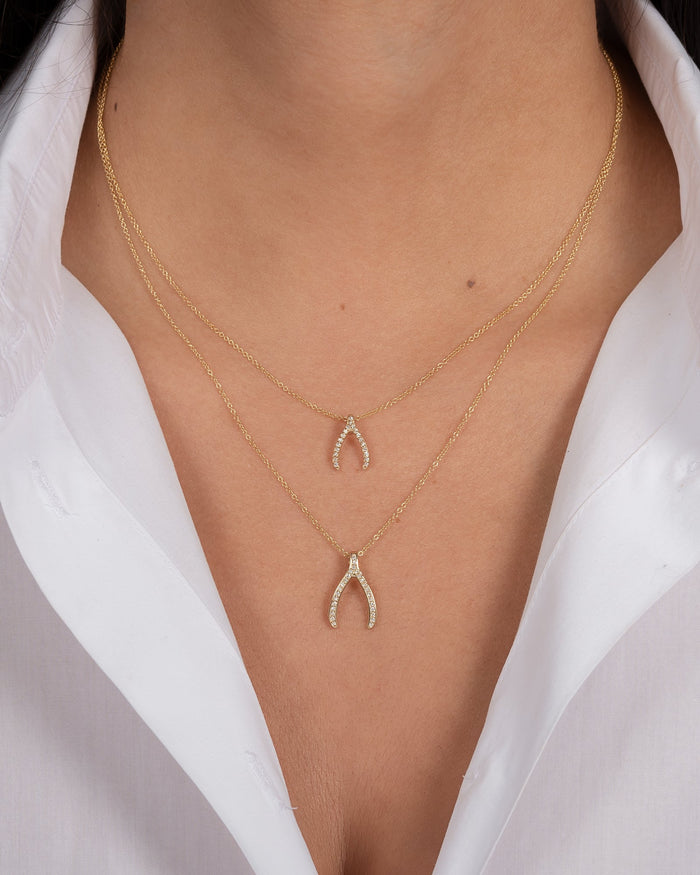 Dije de hueso de la suerte con diamantes en oro de 14K, foto 4