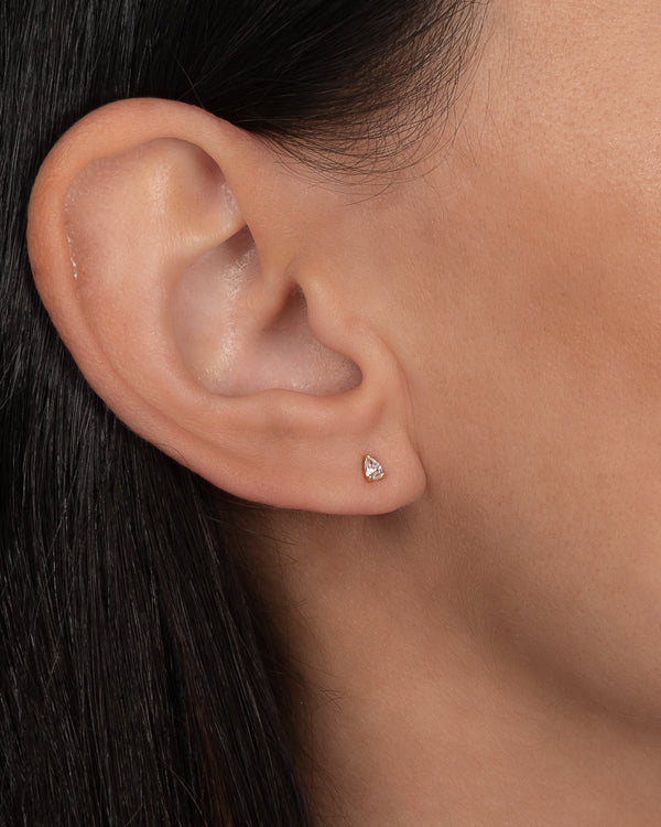 3 Prong Diamond Pear Stud Earring, photo 1