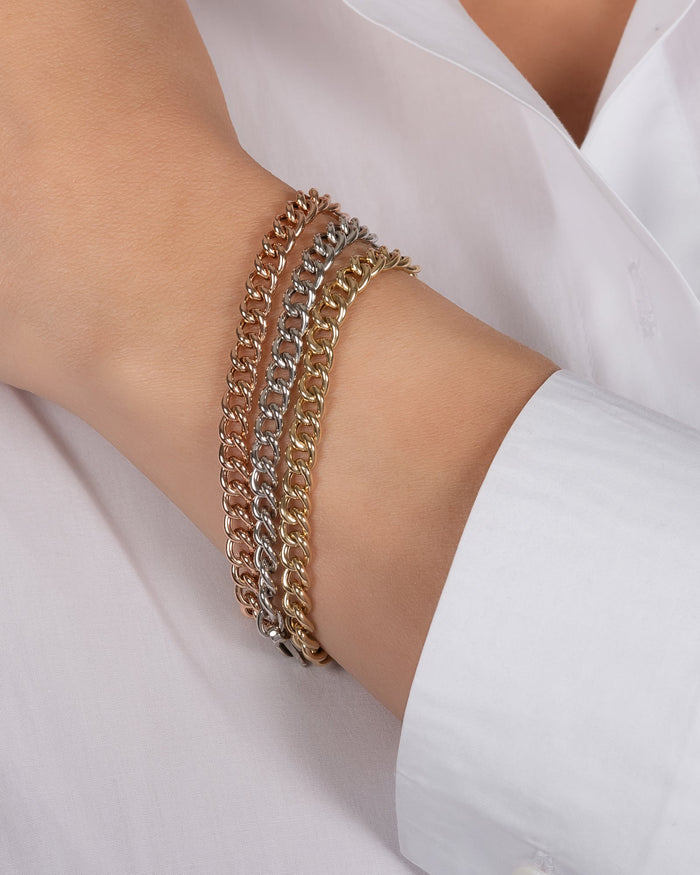 Pulsera de cadena barbada de eslabones grandes en oro de 14K, foto 5