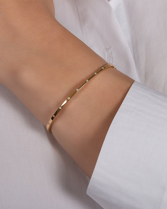 14K Gold Diamond Dot Bangle, photo 2