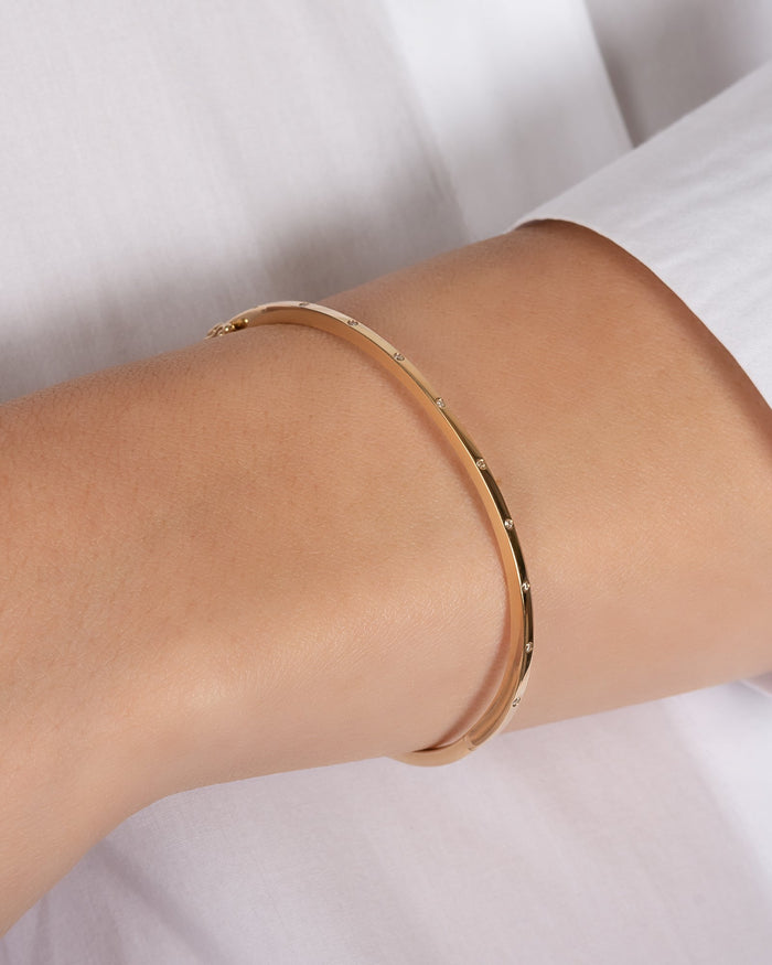 14K Gold Diamond Dot Bangle, photo 4