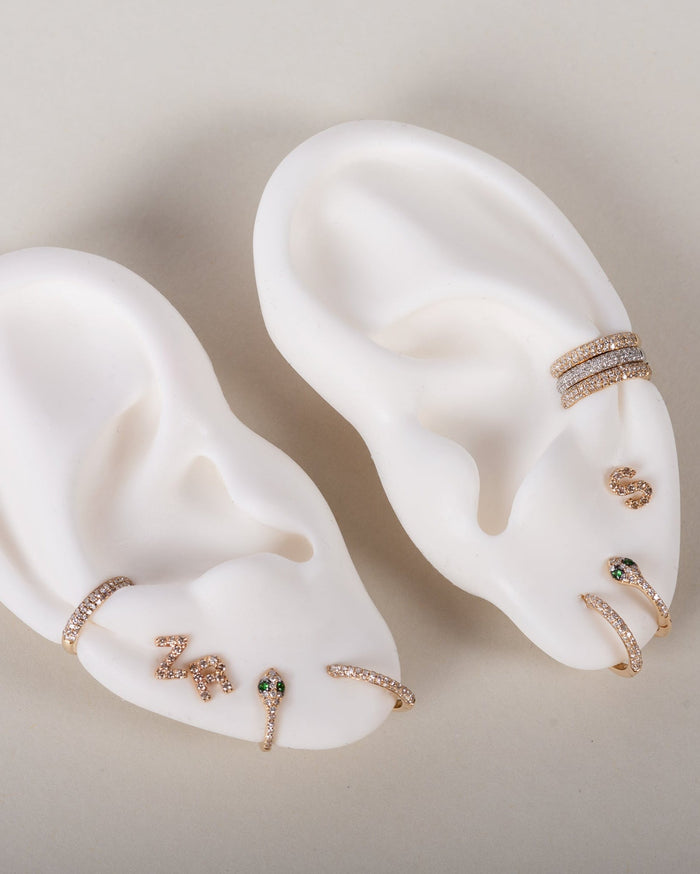14K Gold Pave Diamond Snake Huggie Earrings, photo 8