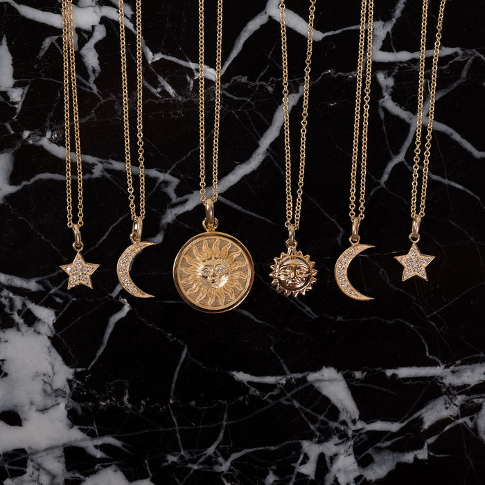 14K Gold Diamond Moon Necklace, photo 5