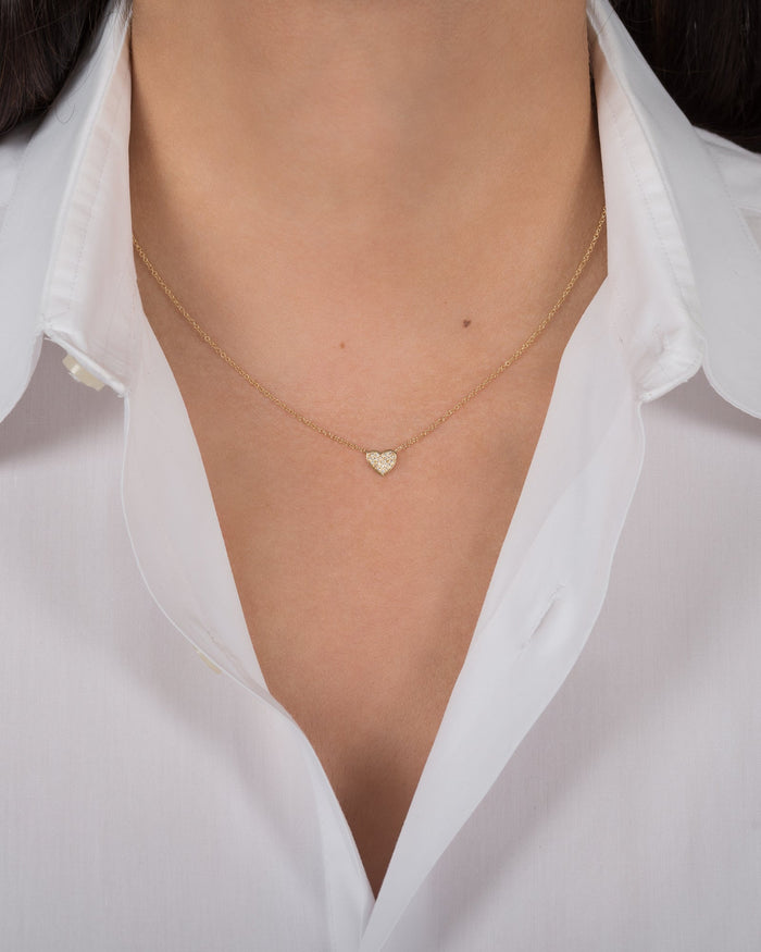14K Gold Pave Diamond Heart Necklace, photo 3