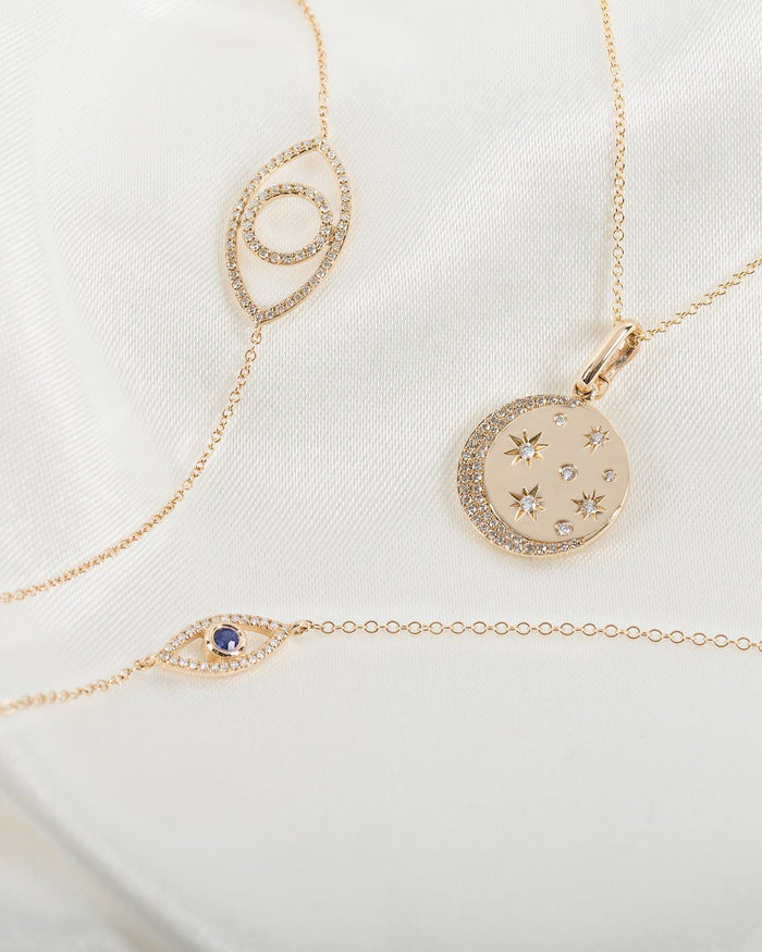 Pulsera con ojo turco de diamantes y zafiro en oro de 14K, foto 8