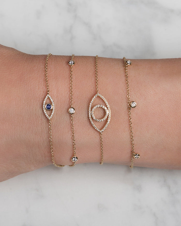 Pulsera con ojo turco de diamantes y zafiro en oro de 14K, foto 9