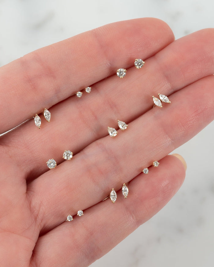14K Gold 4 Prong Diamond Stud Earrings, photo 9