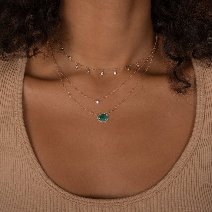 14K Gold Diamond Free Form Emerald Necklace, photo 6