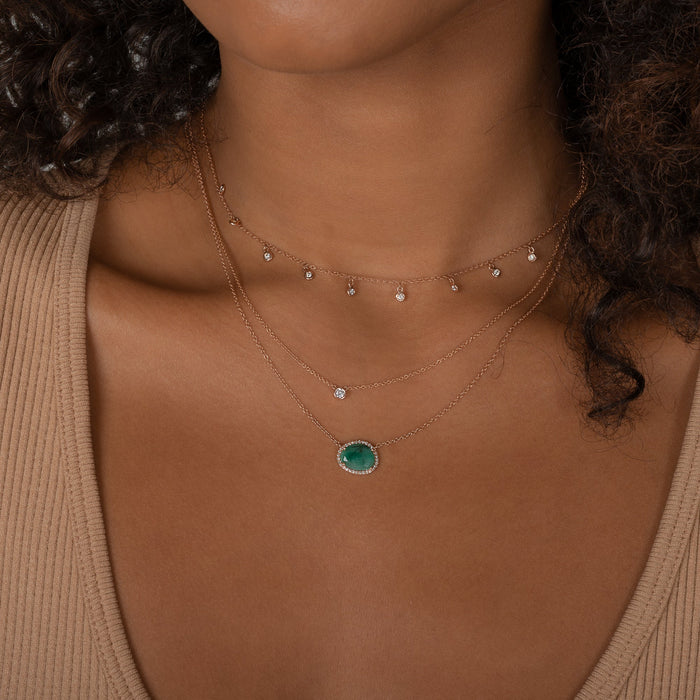 14K Gold Diamond Free Form Emerald Necklace, photo 7