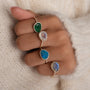 Anillo de labradorita con halo de diamantes en oro de 14K, foto 4