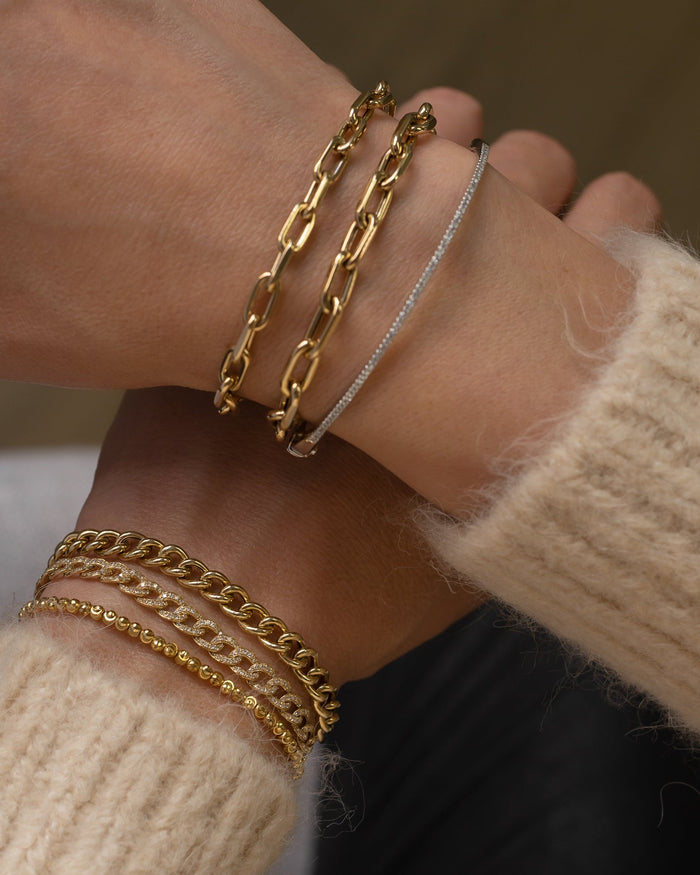 Pulsera de cadena barbada de eslabones grandes en oro de 14K, foto 12