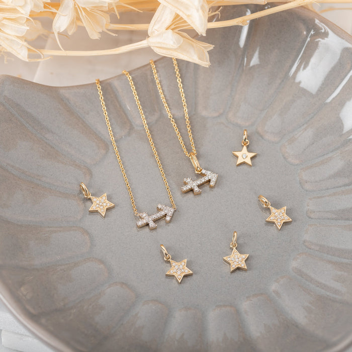 14K Gold Star with Tiny Diamond Pendant, photo 6