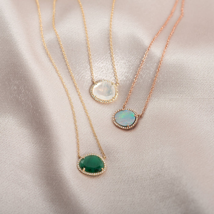 14K Gold Diamond Free Form Emerald Necklace, photo 8