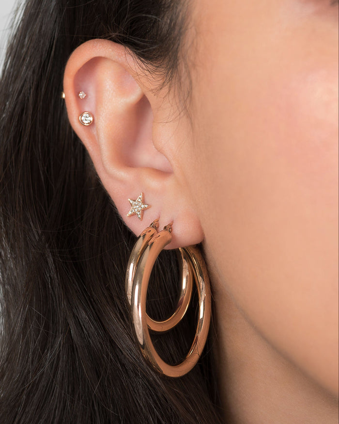 14K Gold Large Thick Hoop Earrings, photo 6
