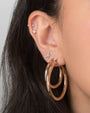14K Gold Medium Thick Hoop Earrings, photo 6