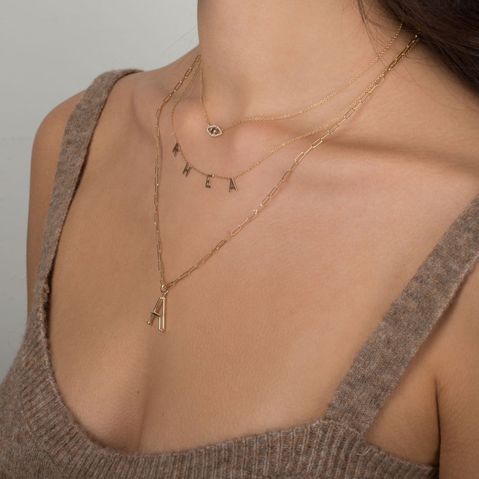 Collar de ojo turco con diamantes y zafiro en oro de 14K, foto 7