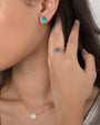Aretes de botón de ópalo y diamantes en oro de 14K, foto 2
