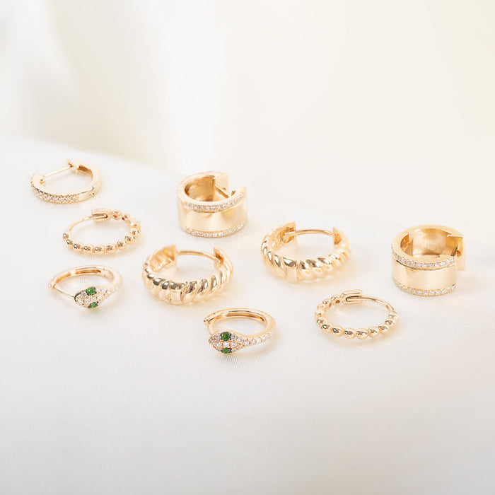 Aretes de aro huggie trenzados en oro de 14K, foto 7