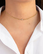 Gargantilla de cadena cubana con diamante en bisel en oro de 14K, foto 2