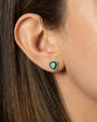 Aretes de botón de esmeralda y diamantes en oro de 14K, foto 3