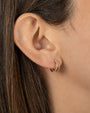 Aretes de aro huggie divididos con diamantes pavé en oro de 14K, foto 4