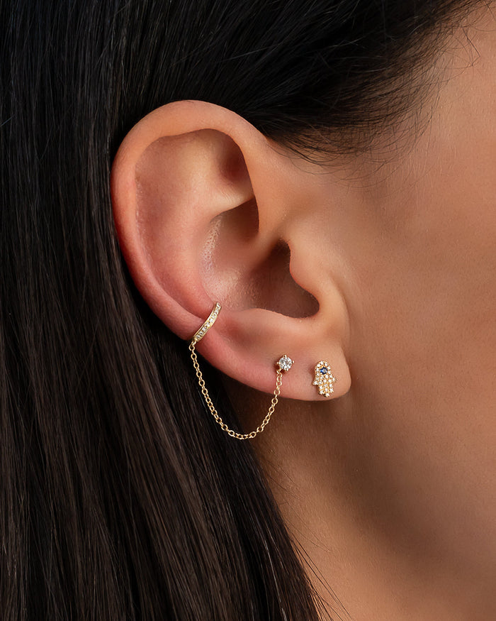 Diamond Stud and Chain Ear Cuff, photo 5