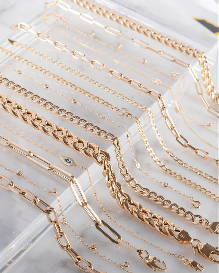Pulsera de cadena Paper Clip grande en oro de 14K, foto 7