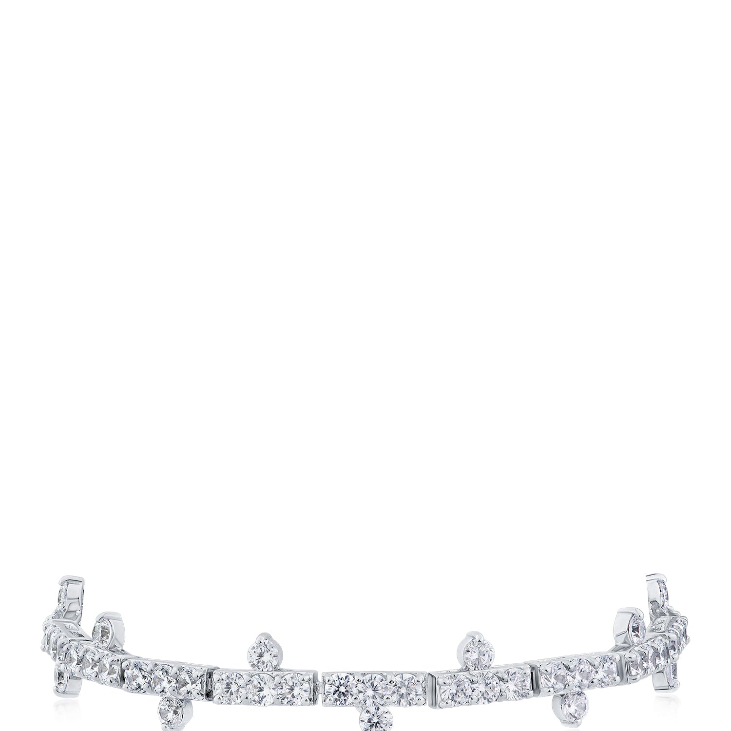 Pulsera tenis con picos y zirconias cúbicas redondas en latón bañado en rodio, foto 1